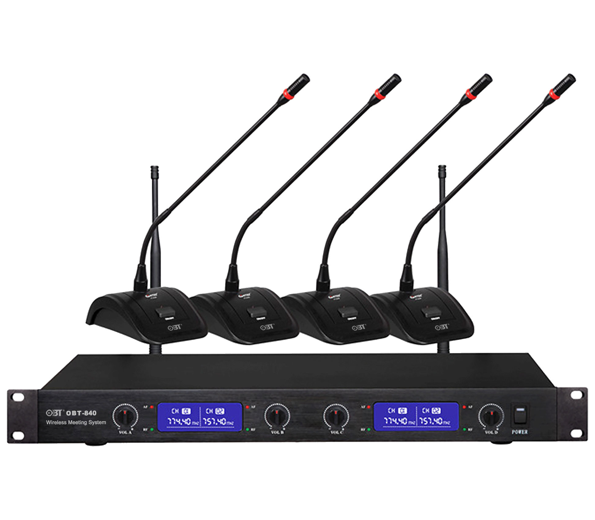 無(wú)線會(huì)議系統(tǒng)一拖四無(wú)線話筒套裝 OBT-840